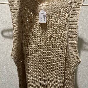 Elegant Sleeveless Knit Sweater - Cream